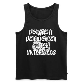 Attention aux vieux fous sur la route - Débardeur bio Premium Homme - noir - Devant - Michal (187cm)