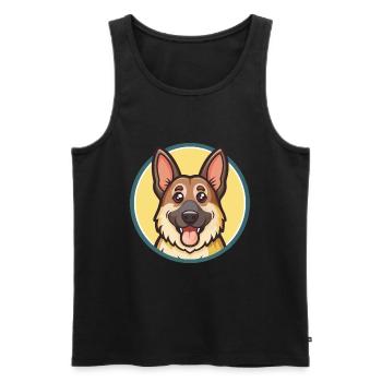 Berger allemand caniche chien race dessin animé Kawaii - Débardeur bio Premium Homme - noir - Devant - Michal (187cm)