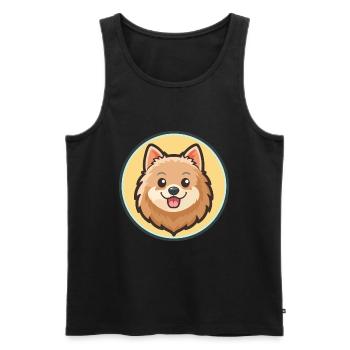 Spitz allemand chien race dessin animé Kawaii Clipart animal de compagnie - Débardeur bio Premium Homme - noir - Devant - Michal (187cm)