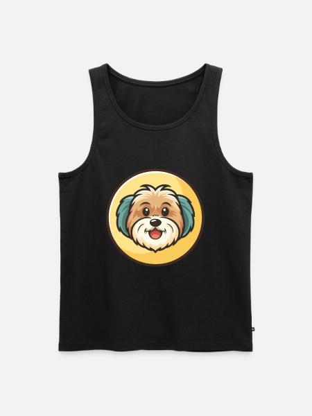 Havanese Dog Breed Colorful Cartoon Kawaii Clipart - Men's Premium Organic Tank Top - black