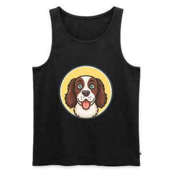 Large Munsterlander Dog Breed Funny Cartoon Kawaii - Men's Premium Organic Tank Top - black - Front - AI Model Male 178 light (178cm)