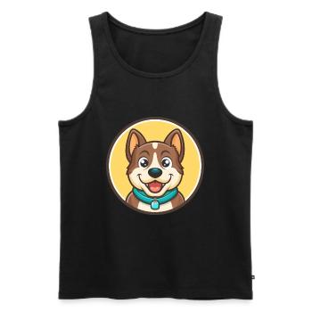 Kars race de chien dessin animé Kawaii Clipart Illustration - Débardeur bio Premium Homme - noir - Devant - Michal (187cm)