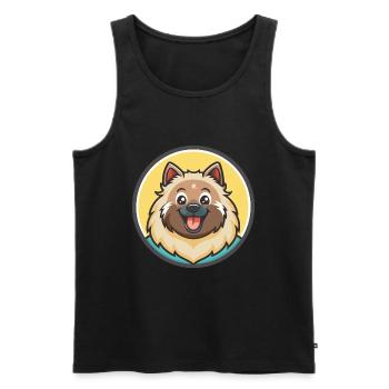 Keeshond Dog Breed Colorful Cartoon Kawaii Clipart - Men's Premium Organic Tank Top - black - Front - Michal (187cm)