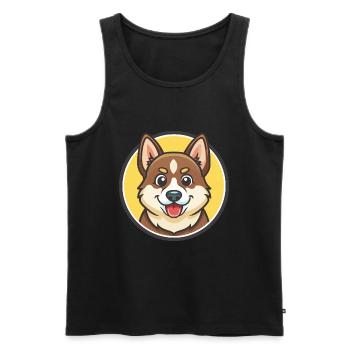 Karelo Finlandais Laïka Chien Race Dessin Animé Kawaii Pet - Débardeur bio Premium Homme - noir - Devant - AI Model Male 178 light (178cm)