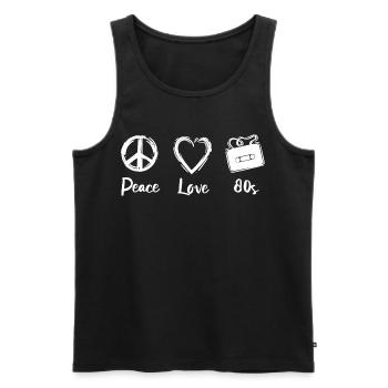 Peace Love 80s - Men's Premium Organic Tank Top - black - Front - AI Model Male 178 light (178cm)