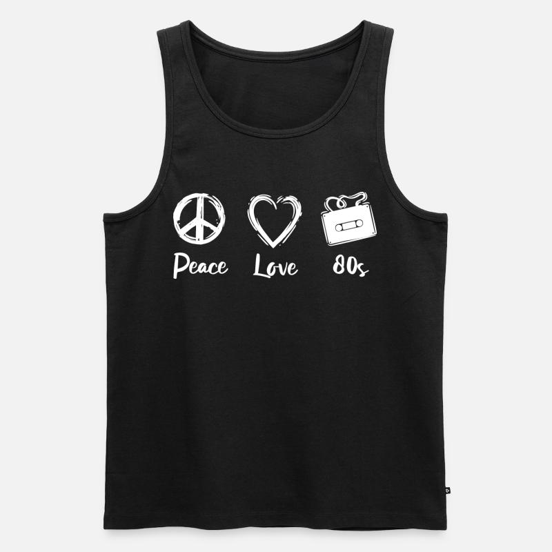 Frieden Liebe 80er Jahre - Männer Premium Bio Tank Top - Schwarz