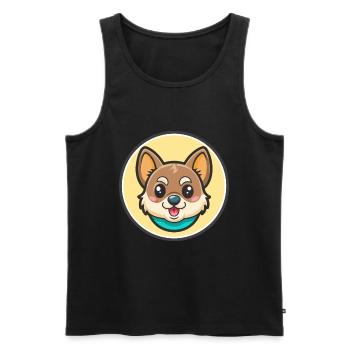 Russe Jouet Chien Race Drôle Dessin Animé Kawaii Clipart - Débardeur bio Premium Homme - noir - Devant - Michal (187cm)