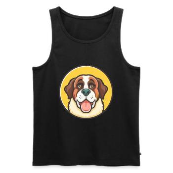 Saint Bernard Chien Race Dessin Animé Kawaii Clipart Animal de compagnie - Débardeur bio Premium Homme - noir - Devant - AI Model Male 178 light (178cm)