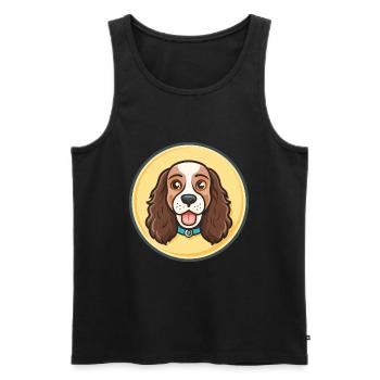 Russian Spaniel Dog Breed Cartoon Kawaii Clipart - Men's Premium Organic Tank Top - black - Front - Michal (187cm)