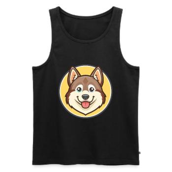 Chien Husky Sibérien, dessin animé Kawaii - Débardeur bio Premium Homme - noir - Devant - Michal (187cm)