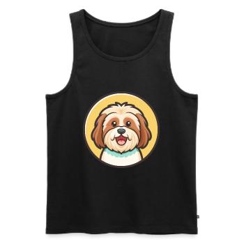 Tibetische Kyi Apso Hunderasse Cartoon Kawaii Clipart - Männer Premium Bio Tank Top - Schwarz - Vorne - Michal (187cm)