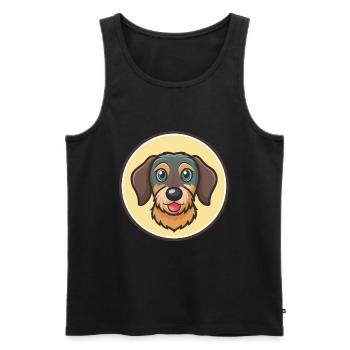 Drahthaariger Dackel Hunderasse Cartoon Kawaii Haustier - Männer Premium Bio Tank Top - Schwarz - Vorne - Michal (187cm)