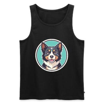 Aidi chien race dessin animé Kawaii Clipart Illustration - Débardeur bio Premium Homme - noir - Devant - Michal (187cm)