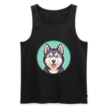 Alaskan Klee Kai Chien Race Dessin animé Kawaii Clipart - Débardeur bio Premium Homme - noir - Devant - AI Model Male 178 light (178cm)