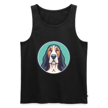 Basset Bleu De Gascogne Dog Breed Cartoon Kawaii - Men's Premium Organic Tank Top - black - Front - Michal (187cm)