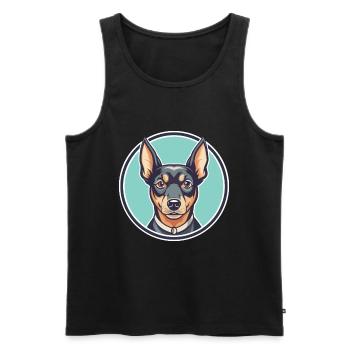 Pinscher autrichien chien race dessin animé Kawaii Clipart - Débardeur bio Premium Homme - noir - Devant - Michal (187cm)