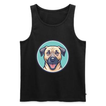 Black Mouth Cur Dog Breed Cartoon Kawaii Clipart - Men's Premium Organic Tank Top - black - Front - AI Model Male 178 light (178cm)