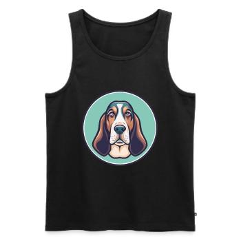 Blue Gascony Basset Dog Breed Funny Cartoon Kawaii - Men's Premium Organic Tank Top - black - Front - Michal (187cm)