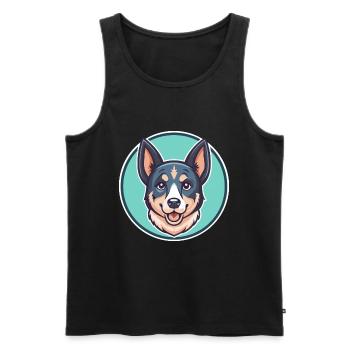 Talon bleu chien race drôle dessin animé Kawaii Clipart - Débardeur bio Premium Homme - noir - Devant - Michal (187cm)