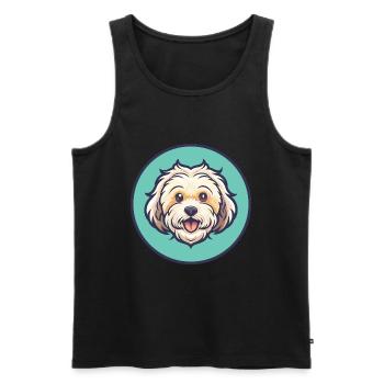 Bolognaise Chien Race Dessin Animé Kawaii Clipart Animal - Débardeur bio Premium Homme - noir - Devant - Michal (187cm)