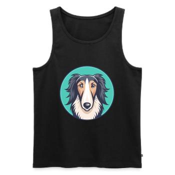 Barzoï Chien Race Dessin Animé Kawaii Clipart Animal Animal Pet - Débardeur bio Premium Homme - noir - Devant - Michal (187cm)