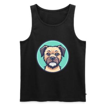 Border Terrier Dog Breed Cartoon Kawaii Clipart - Men's Premium Organic Tank Top - black - Front - Michal (187cm)