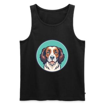 Bretagne Chien Race Coloré Dessin animé Kawaii Clipart - Débardeur bio Premium Homme - noir - Devant - Michal (187cm)