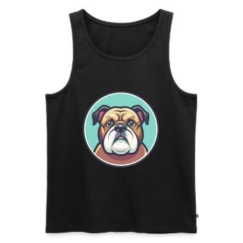 Bouledogue Chien Race Dessin animé Personnage Kawaii Clipart - Débardeur bio Premium Homme - noir - Devant - Michal (187cm)