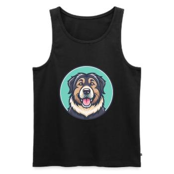 Caucasien Ovcharka Chien Race Dessin Animé Kawaii - Débardeur bio Premium Homme - noir - Devant - Michal (187cm)