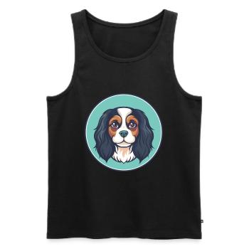 Cavalier King Charles Spaniel Chien Race Dessin animé - Débardeur bio Premium Homme - noir - Devant - Michal (187cm)