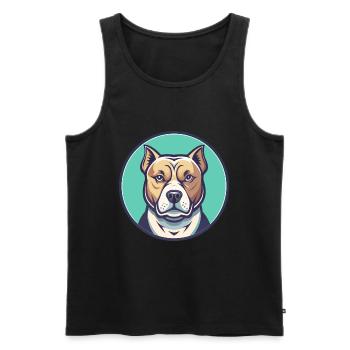 Bully Kutta Race de chien Drôle Dessin animé Kawaii Clipart - Débardeur bio Premium Homme - noir - Devant - AI Model Male 178 light (178cm)