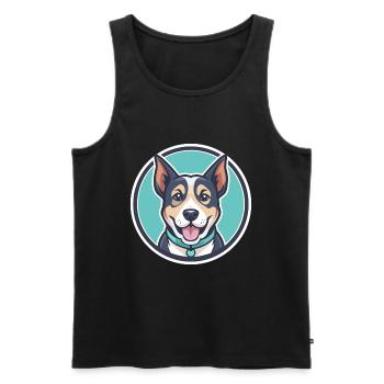 Can De Palleiro Chien Race Dessin animé Kawaii Clipart - Débardeur bio Premium Homme - noir - Devant - AI Model Male 178 light (178cm)