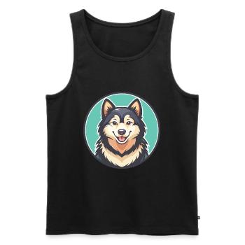 Chien Esquimau Canadien Race Dessin Animé Kawaii Clipart - Débardeur bio Premium Homme - noir - Devant - Michal (187cm)