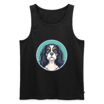 Cavalier Dog Breed Colorful Cartoon Kawaii Clipart - Men's Premium Organic Tank Top - black - Front - AI Model Male 178 light (178cm)