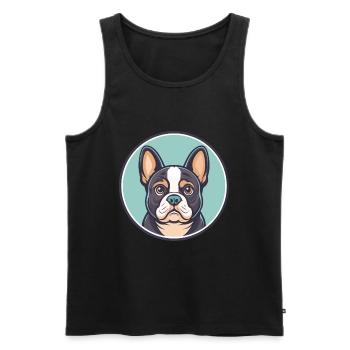 Chien Français Tricolore Race de chien Dessin animé Kawaii - Débardeur bio Premium Homme - noir - Devant - AI Model Male 178 light (178cm)