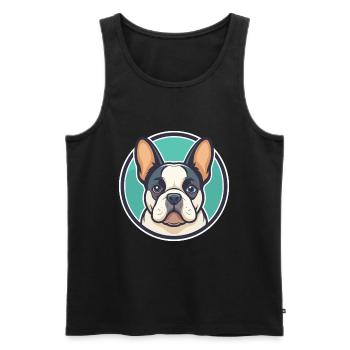 Chien Français Blanc Et Noir Race Chien Dessin Animé Animal - Débardeur bio Premium Homme - noir - Devant - Michal (187cm)