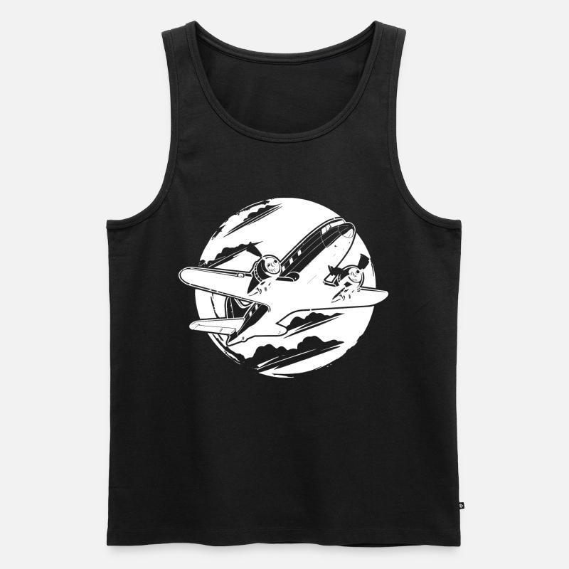 Flugzeug Zeichnung - Männer Premium Bio Tank Top - Schwarz