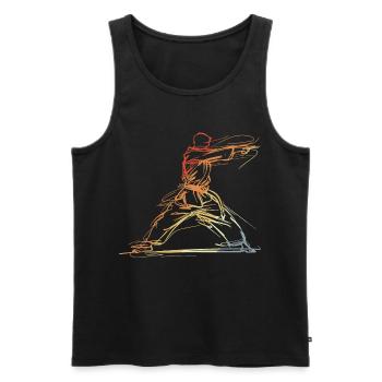 Karateka Linienskizze Retro - Männer Premium Bio Tank Top - Schwarz - Vorne - AI Model Male 178 light (178cm)