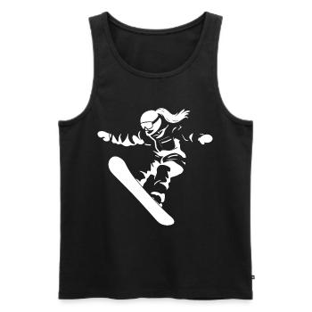 Female Snowboarder Drawing - Men's Premium Organic Tank Top - black - Front - AI Model Male 178 light (178cm)