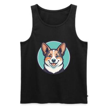 Corgi Chien Race Dessin animé Kawaii Clipart Animal de compagnie - Débardeur bio Premium Homme - noir - Devant - Michal (187cm)