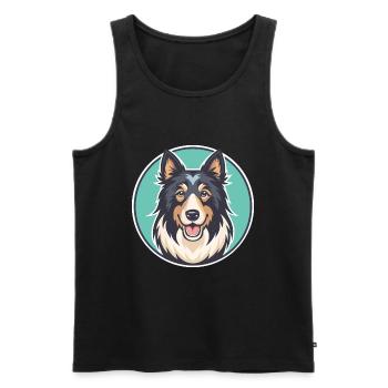 Chien de berger croate Chien Race Dessin animé Kawaii Clipart - Débardeur bio Premium Homme - noir - Devant - Michal (187cm)