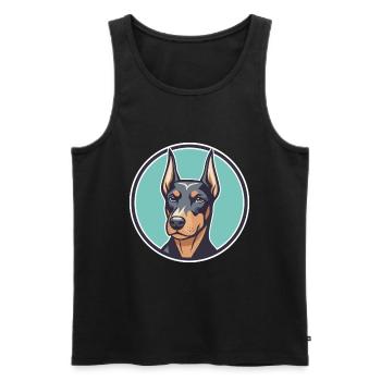 Doberman Chien Race Coloré Dessin animé Kawaii Clipart - Débardeur bio Premium Homme - noir - Devant - Michal (187cm)