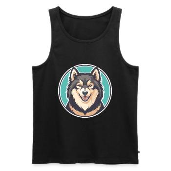 Finlandais Lapon Chien Race Dessin animé Kawaii Clipart - Débardeur bio Premium Homme - noir - Devant - Michal (187cm)