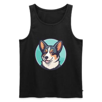 Cur Dog Breed Cartoon Kawaii Clipart Illustration - Men's Premium Organic Tank Top - black - Front - Michal (187cm)