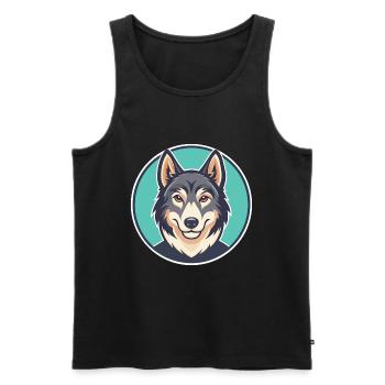 Tchécoslovaque chien-loup chien race dessin animé Kawaii animal de compagnie - Débardeur bio Premium Homme - noir - Devant - Michal (187cm)