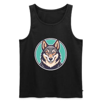 Chien-loup tchécoslovaque Race de chien Dessin animé Kawaii - Débardeur bio Premium Homme - noir - Devant - Michal (187cm)