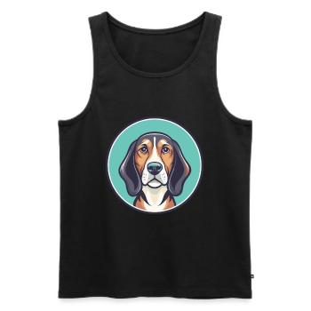 Chien de chasse finlandais race dessin animé Kawaii Clipart animal de compagnie - Débardeur bio Premium Homme - noir - Devant - AI Model Male 178 light (178cm)