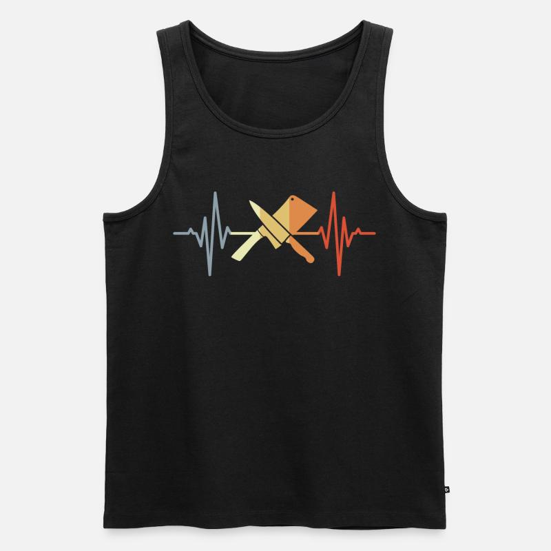 Hackbeil Messer Herzlinie - Männer Premium Bio Tank Top - Schwarz