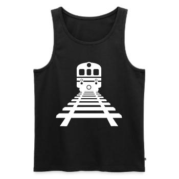 Dessin ferroviaire - Débardeur bio Premium Homme - noir - Devant - AI Model Male 178 light (178cm)