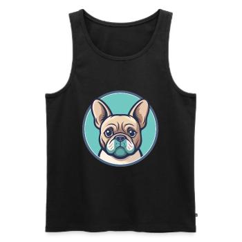 Bouledogue Français Chien Race Dessin animé Kawaii Clipart - Débardeur bio Premium Homme - noir - Devant - Michal (187cm)
